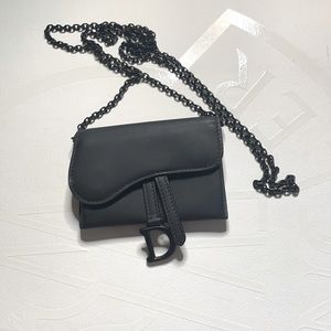 Saddle Nano Pouch Black Ultramatte Calfskin.